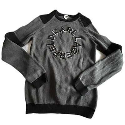 Karl Lagerfeld Kids Gray Black Cotton Logo Sweater