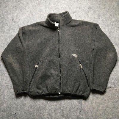 Vintage The North Face Fleece Jacket Mens 2XL Gray Full Zip Bomber Elastic Waist