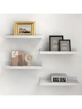RICHER HOUSE 4-Set Black Floating Shelves Wall Mounted Picture Ledge Storage