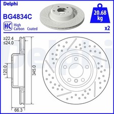 2x Bremsscheibe DELPHI BG4834C f�r BMW 1er F20 F21 2er F22 F87 F23 3er F30 F80