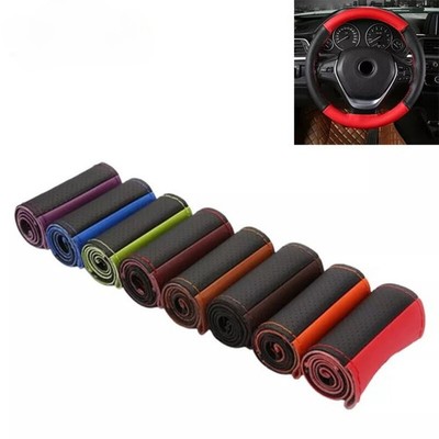 Microfiber Leather 15'' Car Auto Steering Wheel Cover DIY Stitch & Needle Thread
