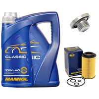 MotoröL Filter Set 10W-40 API SN/CH-4 6 Liter + Schraube FüR Opel Vectra B Omega