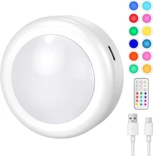 Rechargeable RGB LED Puck Lights with Remote Control and Magnetic Design