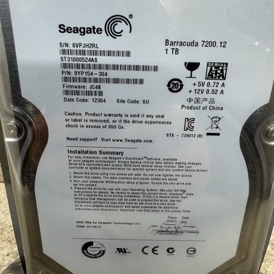 Seagate Barracuda 7200.12 ST31000528AS 1TB 7200RPM 3.5'' SATA Hard Drive NEW