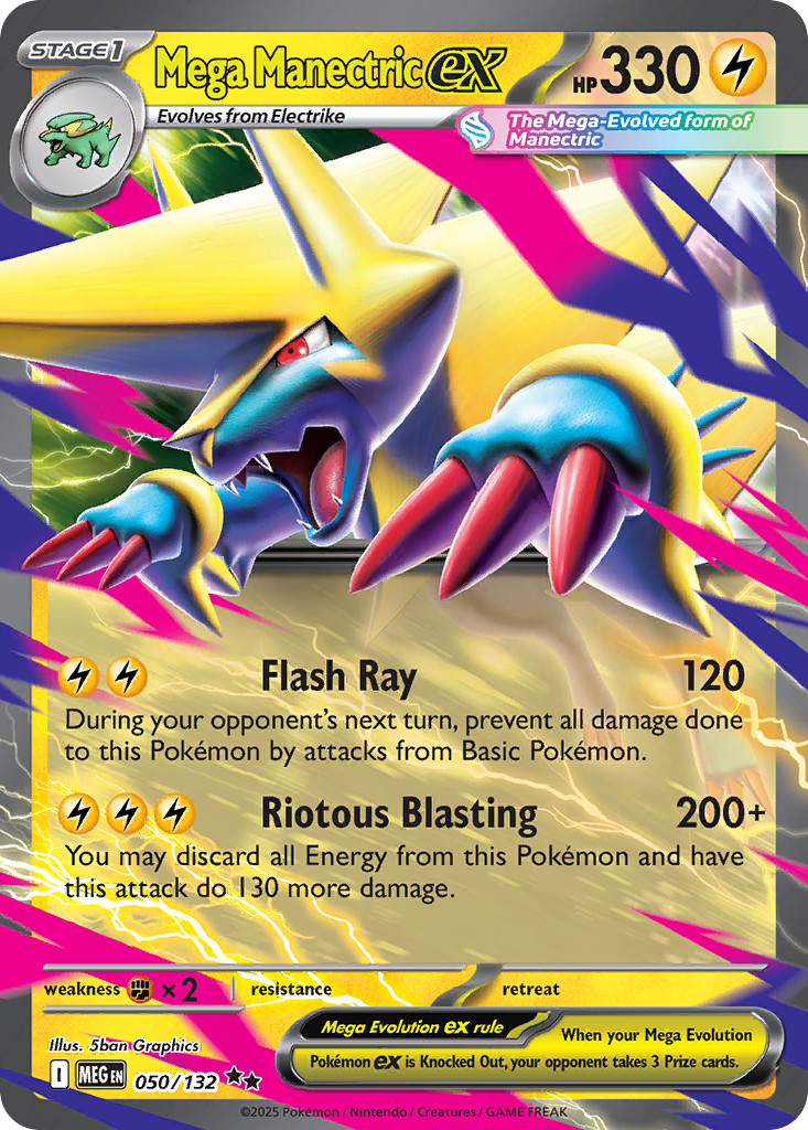 Mega Manectric ex 050/132 Double Rare Mega Evolution Pokemon Holo Near Mint