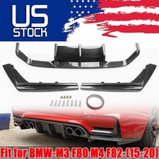 3PC For 2015-20 BMW F80 M3 F82 F83 M4 Carbon ABS V Style Rear Bumper Diffuser