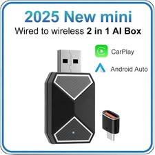 2-in-1 Wired to Wireless CarPlay Adapter /Android Auto Adapter Plug & Play USA