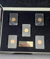 5 Gold Half Sovereigns King Edward VII 1905 1906 1907 1908 & 1909 In Walnut Case