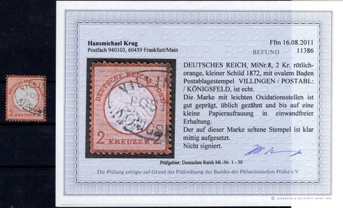 DR breastplate 8 with BADISCHEN POSTAL TRAY VILLINGEN KÖNIGSFELD (DA8598