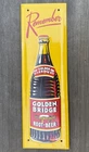 Vintage San Francisco Golden Bridge Root Beer Embossed Tin Litho Door Push Sign