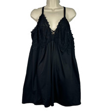 Torrid Black Lace Slip Dress Size 5 Plunge V Neck Criss Cross Back Chemise