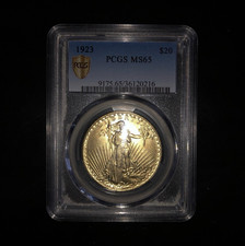 1923 $20 Saint-Gaudens Double Eagle Gold Business Strike Philadelphia PCGS MS65
