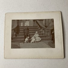 Vintage Kodak #4 Rectangular 4”x5” Photo Boy, Girl And Dogs Front Steps Of Home