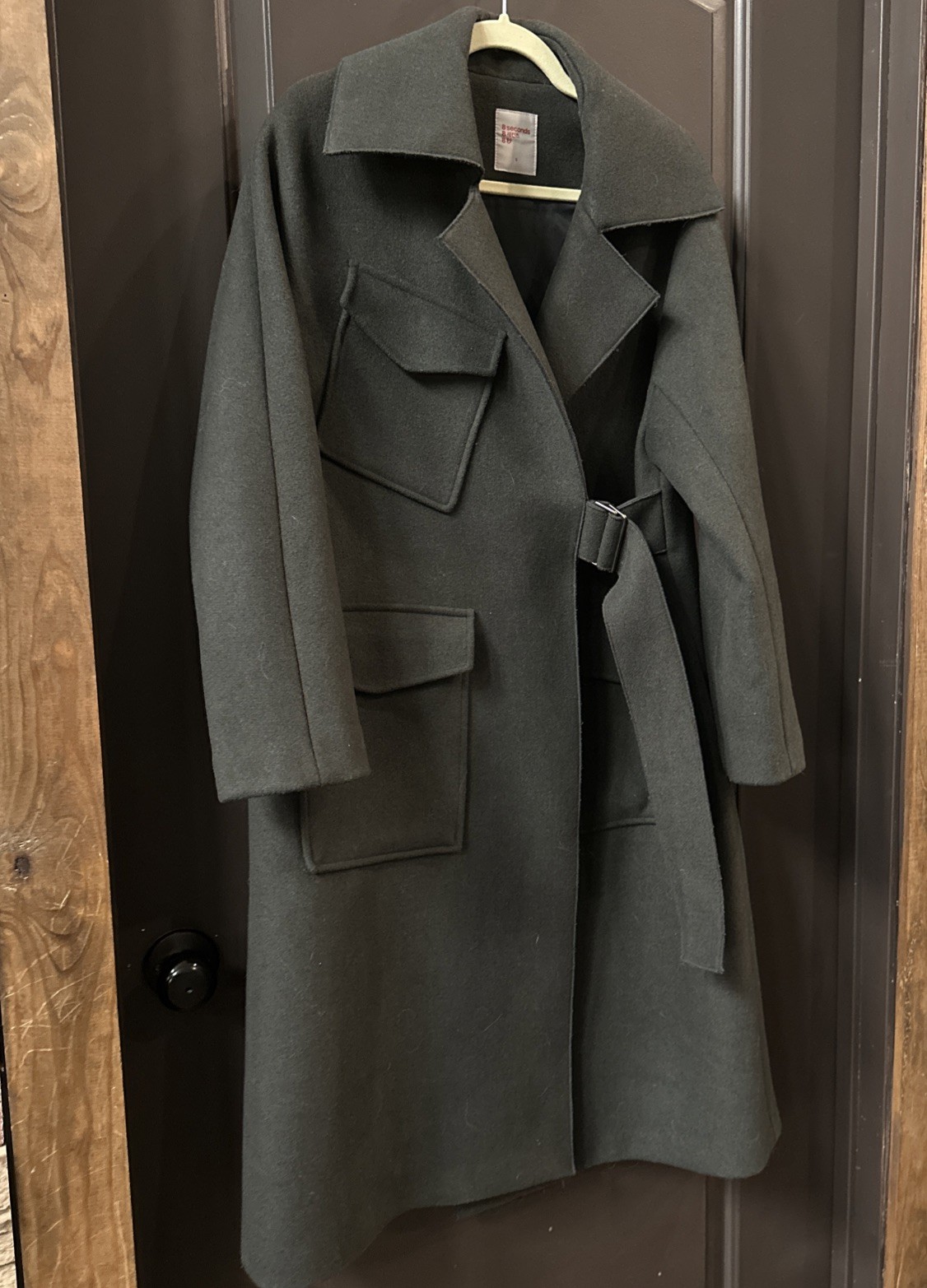 8 Eight Seconds Women's Black Belted Trench Coat heavy Wool Blend Long Size S