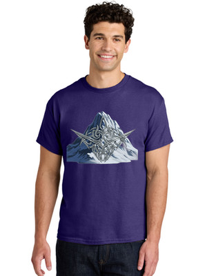 Tattooed-Mountain-Peak Mens Graphic Tee, 100% Cotton, Casual Summer Wear