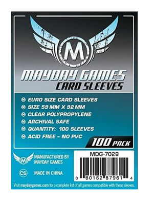 Mayday Games 7028 Clear Sleeves 59x92mm Euro Game Size