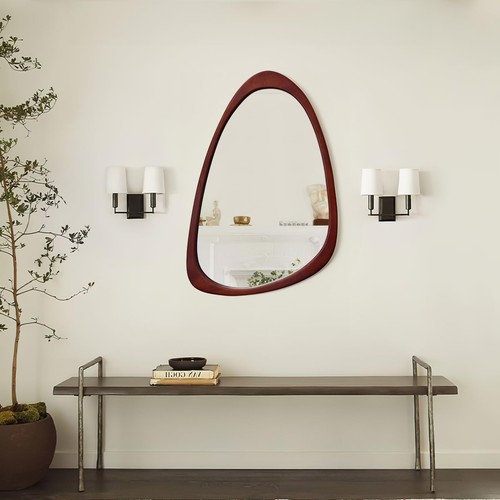 Irregular Wall Mirror for Decor,Wood Asymmetrical Mirror Modern Large Vanity ... - Picture 6 of 7