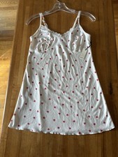 Forever 21 Intimate Heart Dress/Nite Wear. Small. White/Red Hearts. Adj. Straps