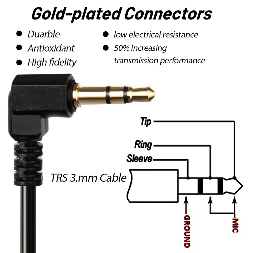 TRS Cable,3.5mm TRS to TRS Adapter Microphone Patch Cable,1/8 Aux Cord TRS Au... - Image 4 of 4