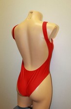 Women One-piece Leotard 201-06 Bottom Half Closed Red Spandex Size L