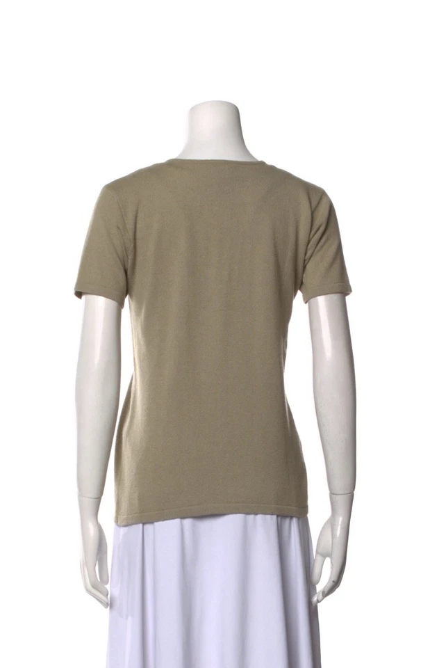 Calvin Klein Collection Fall 1993 Neutrals Cashmere Short Sleeve Top S Vintage - Image 3 of 4
