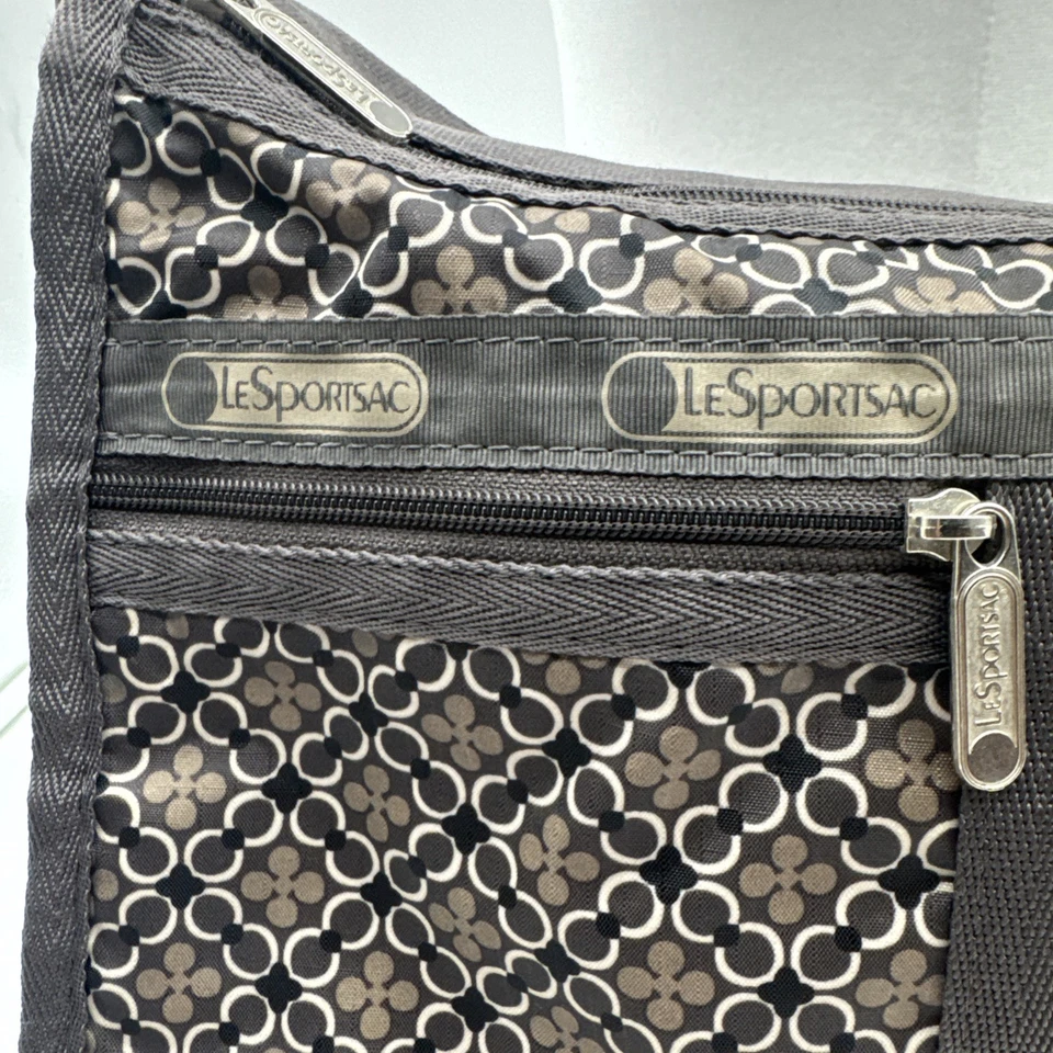 Bolso Bandolera Expansible LeSportsac Bolsillos con Cremallera Marrón/Blanco Foto 3 de 4