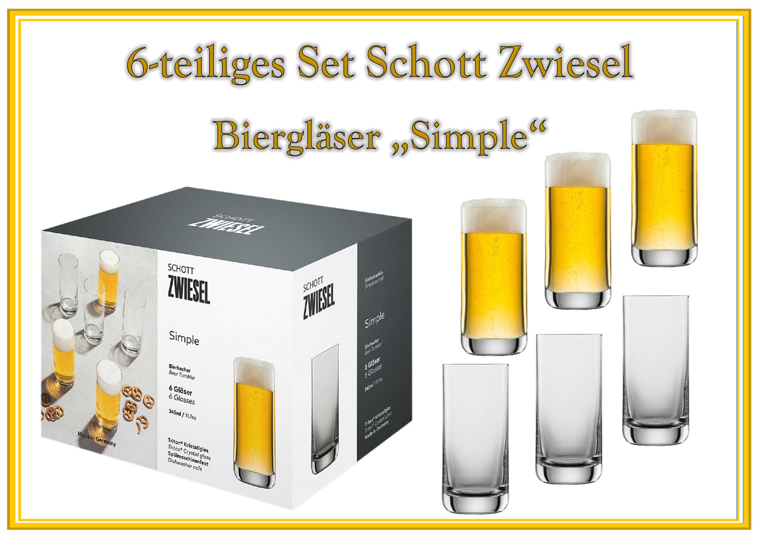 6x Schott Zwiesel Simple Bierglas Trinkglas Gläser Biergläser Trinkgläser Bier