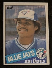1985 Topps Jesse Barfield Baseball Card #24 Blue Jays OF Poor Gum Stain Back O/C