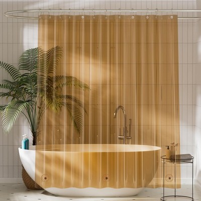Titanker Shower Curtain Liner, Plastic 72''W x 72''L (Pack of 1), Clear Amber