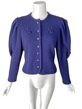 Vintage 1980s Austrian Trachten Puff Sleeve Cardigan