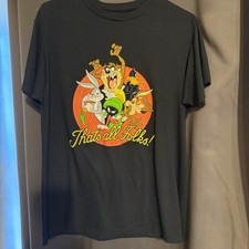 Looney Tunes Logo “That’s All Folks” Men’s Black T-Shirt Size Medium