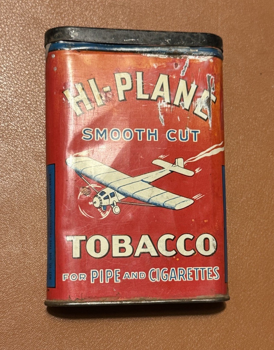 Rare Black Lid 1930's Hi-Plane Tobacco Tin