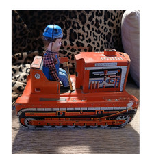 Vintage Tin Intercontinental Train Engine Toy with Seated Driver Figure