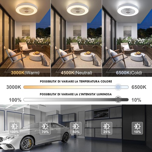 Plafoniera LED CCT 62W dimmerabile ventilatore luce soffitto camera letto 230V - Imagen 2 de 10