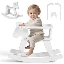 - Wooden Rocking Horse, Baby Wooden Ride On Toys for 12M , White Rocker Toy w...