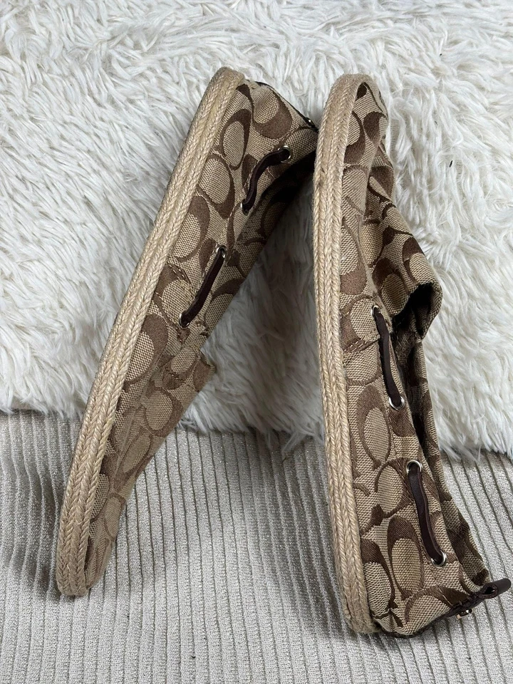 Zapatos Coach Mellow para mujer talla 9M color tostado firma alpargata de lona sin cordones planos Foto 3 de 4