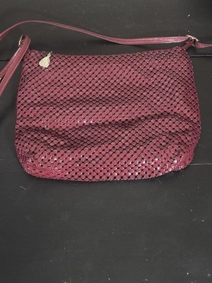 Purse WHITING & DAVIS Red Enamel Metal Mesh Shoulder Bag Zippered 10 x 8 Vintage