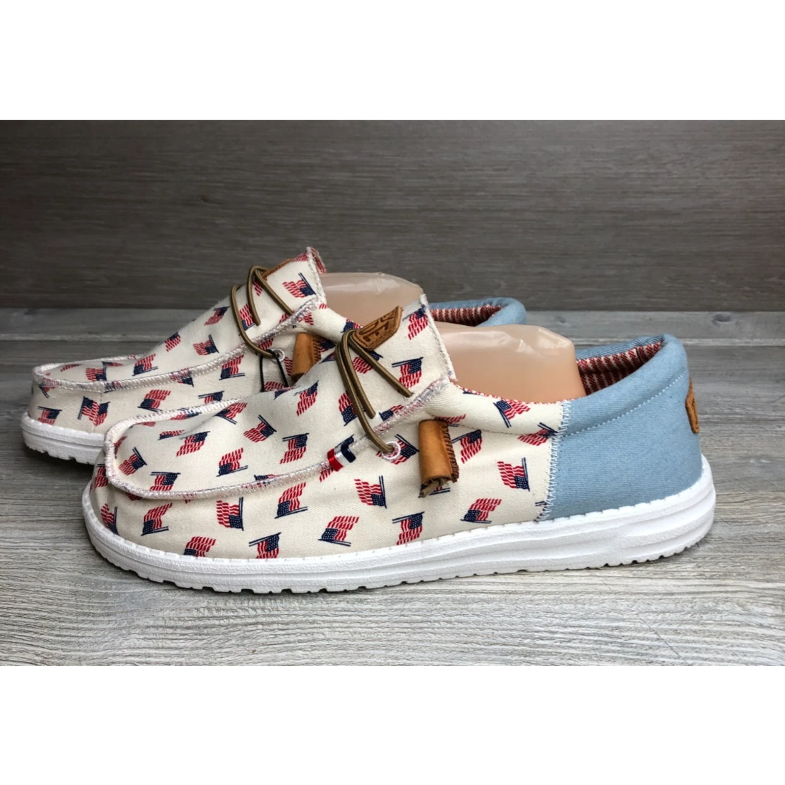 Hey Dude Wally Americana Flag Shoes Mens Size 11 Patriotic Loafer Slip On NEW