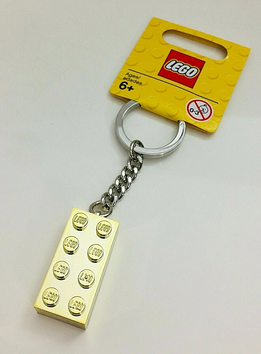 NWT AUTHENTIC Rare LEGO Metallic Gold BRICK 2x4 Key chain with Loop 850808