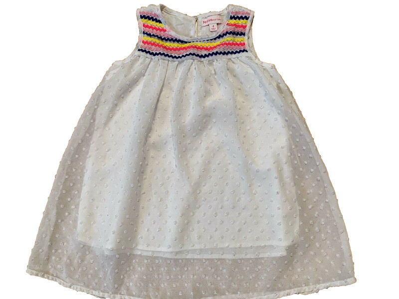 DESIGN HISTORY Sleeveless White W/ Rick Rack Accent Summer Dress Sz 4 Girls
