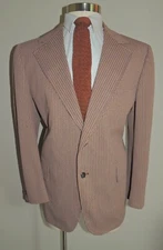 VTG MEN'S RICHMAN BROS. BROWN/TAN POLY BLEND 2 BUTTON SPORT COAT 44R