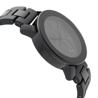 Movado Bold 43mm Steel Plastic Resin Black Dial Quartz Mens Watch