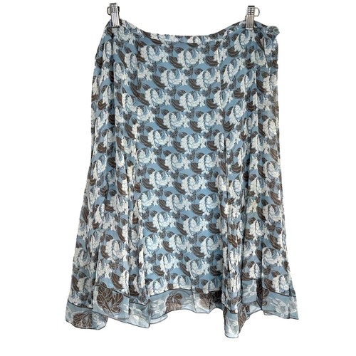 Vintage Y2K Max Studio Skirt Medium Black Tan Silk Diamond Printed