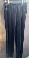 St John Sport M Women  s Velour Pants M Elastic Waist Straight Leg Black