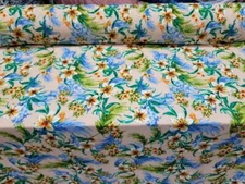 Fabric Sold By The Yard Rayon Challis Textured Floral Flowers Tropical Hawaiian 