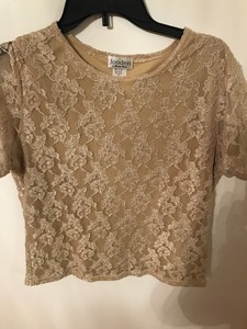 Jonden By Linda Leal Women S Beige Top Size L Short Sleeve Lace Overlay Ebay
