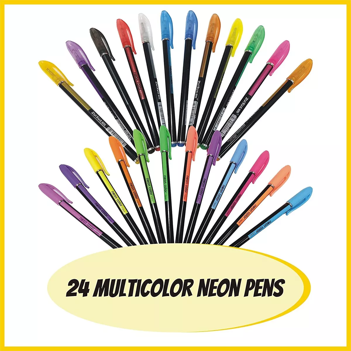 12 pcs Color Gel Neon Pen Set Multicolor Ballpoint Pens for Writing,  Drawing, Painting & Doodling