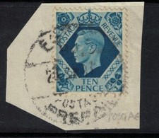 GB stamps - GVI definitives - 1939 10d turquoise blue used in Egypt sg474