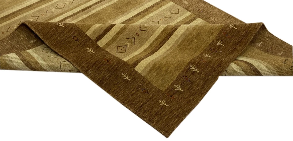 Tapis Gabbeh De Salon 100% Laine Beige Marron 170x236 Cm Tissé À La Main WR74 - Photo 2/4
