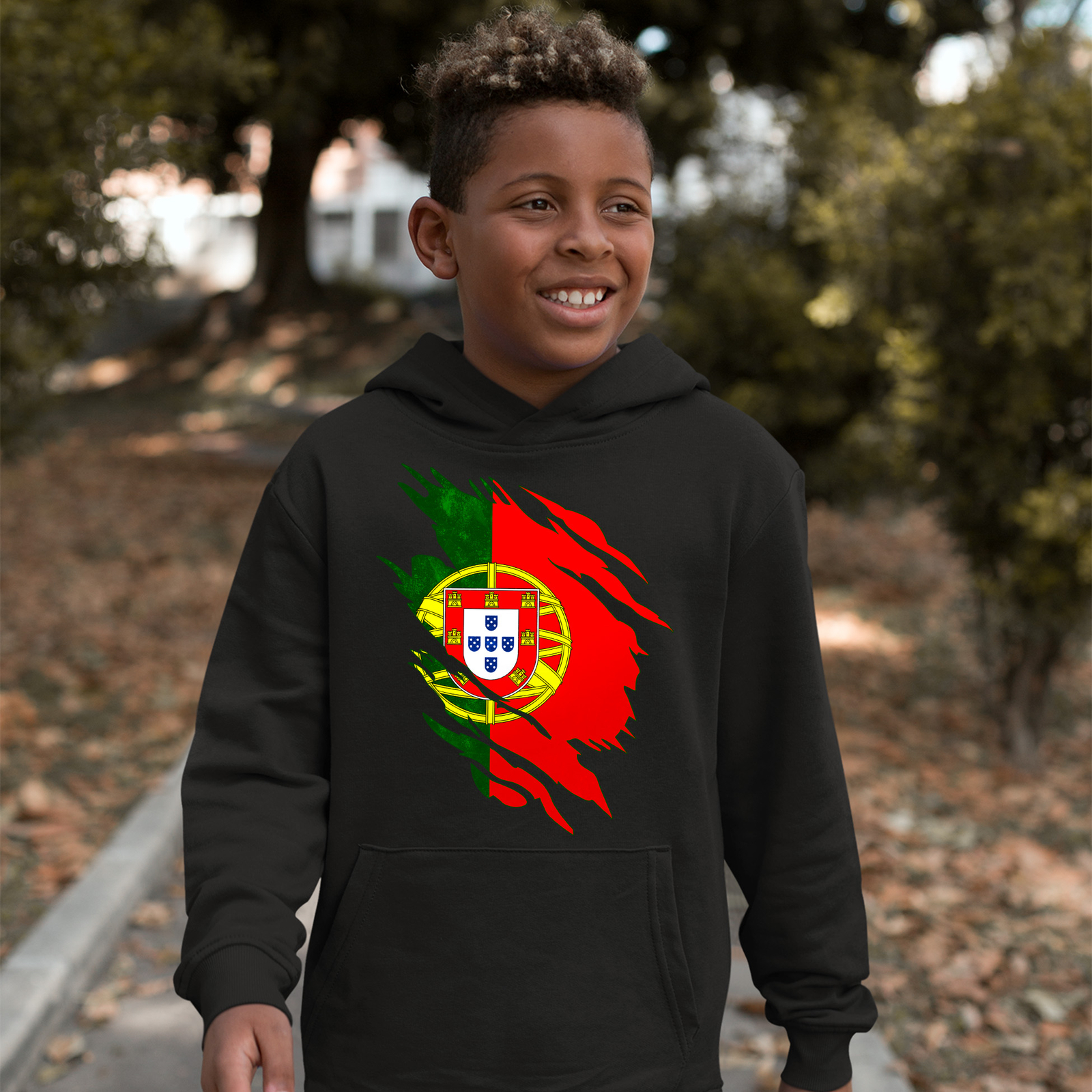 Torn Effect Portugal Flag Hoodie Football Christmas Gifts For Kids Portugese ... image 3